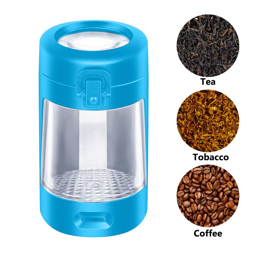 LED Lights Storage Container USB Rechargeable 50ml Sealed Box Moisture-proof Herb Container with Magnifying Lid Fathers Day Gift