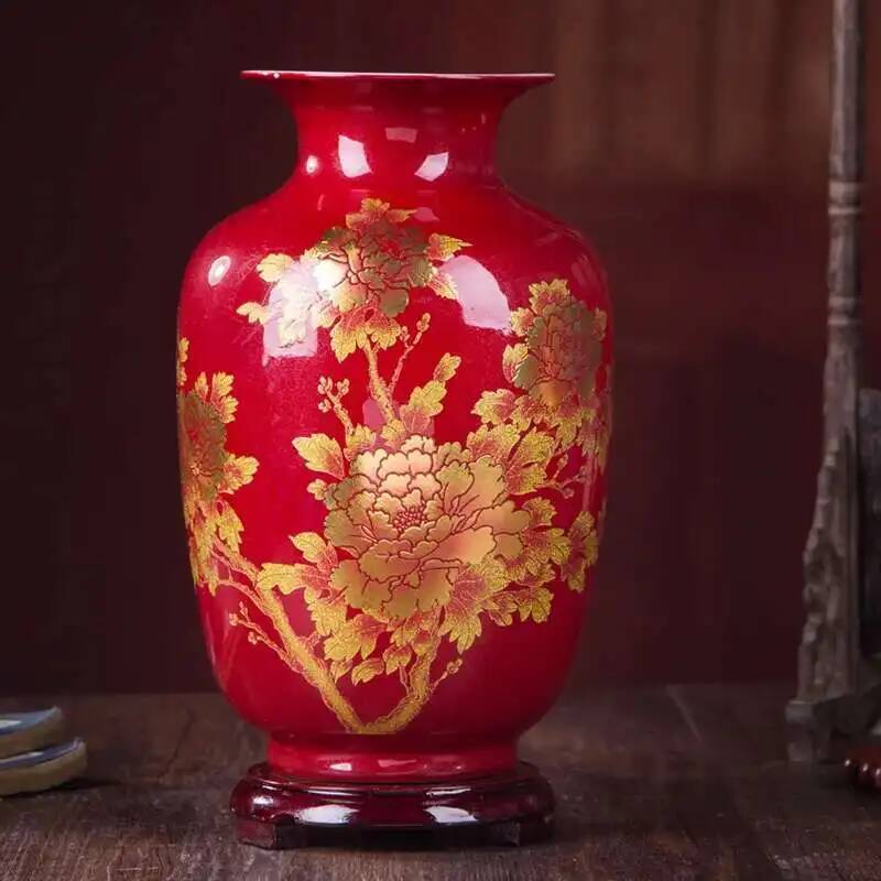 Новая китайская ваза в стиле Цзиндэчжэнь, желтая хрустальная глазурь, ваза для цветов, домашний декор, ручная работа, блестящие вазы в стиле «розовое семейство»