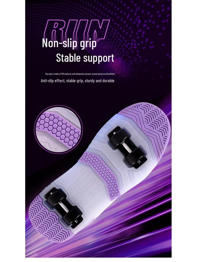 Перезаряжаемые светодиодные роликовые коньки для детей с четырьмя колесами