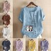 Women's Fashion Cat Lovers Prined Short Sleeve T-shirt Loose Cotton Shirt Casual Loose Summer Blouse Tops Plus Size