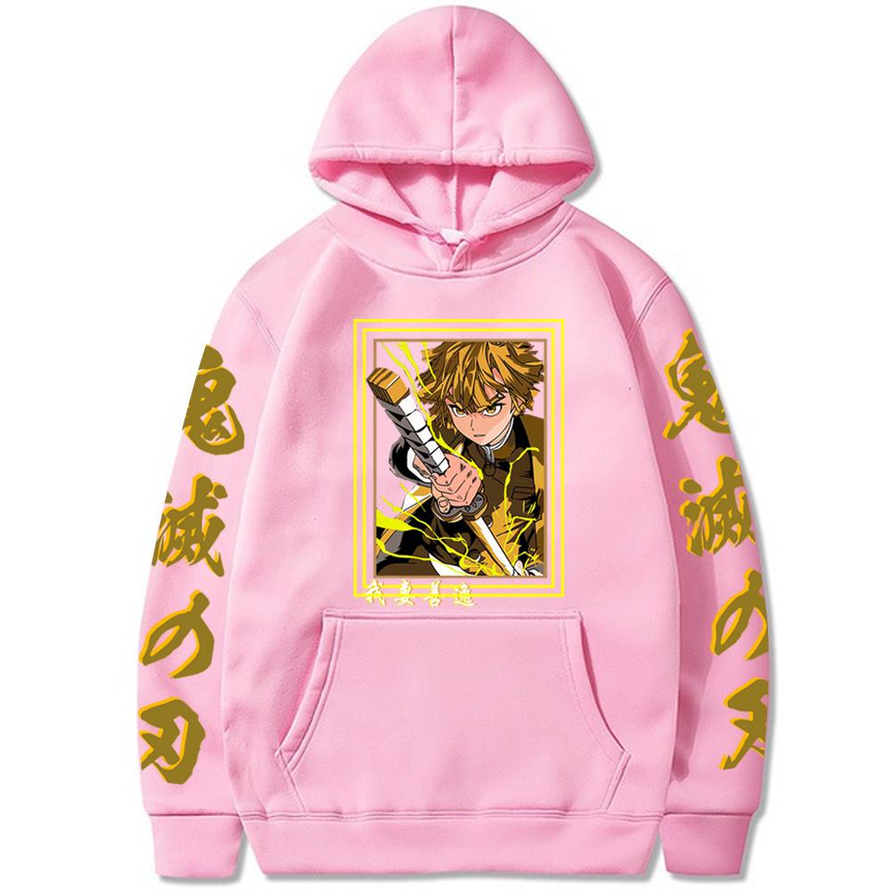 Аниме Demon Slayer японская манга толстовки Kimetsu No Yaiba Agatsuma Zenitsu Harajuku унисекс модная хип-хоп негабаритная толстовка