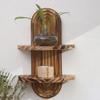 Oval Threaded Arched Floating Shelf Natural Artistic Wooden Stand Boho Style Rack  Plant Decorative