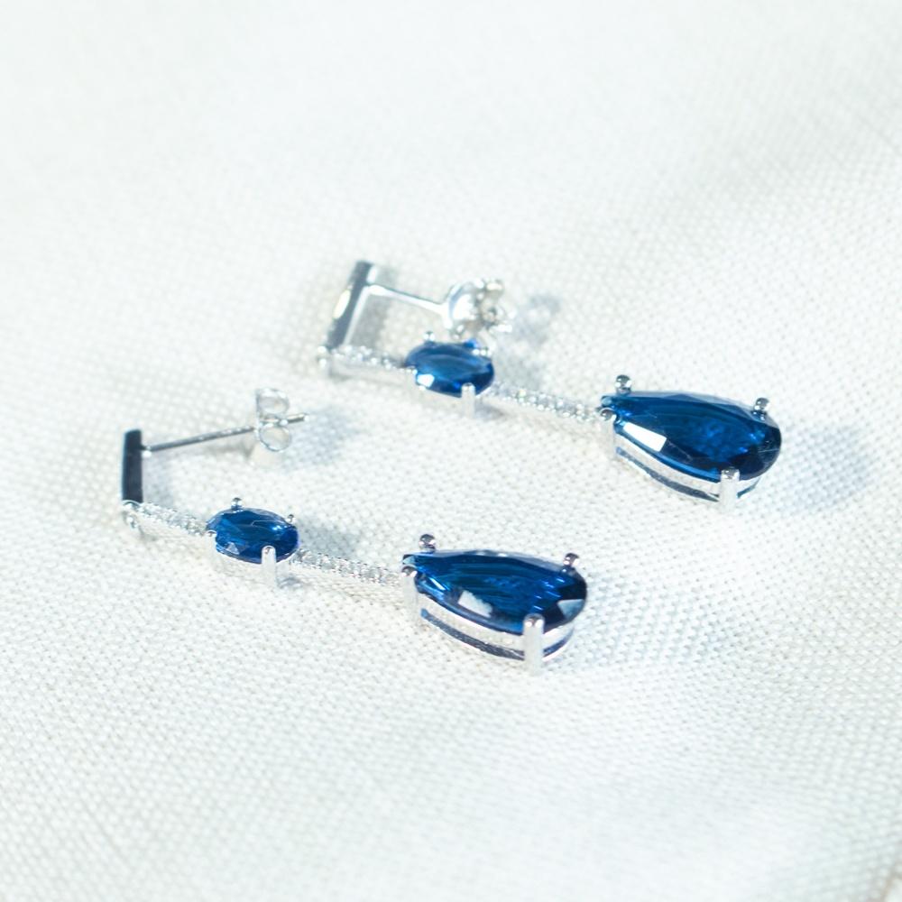 Серьги-подвески из стерлингового серебра S925 с овальным нано-сапфиром в форме капли воды, длинные, винтажные, для женщин