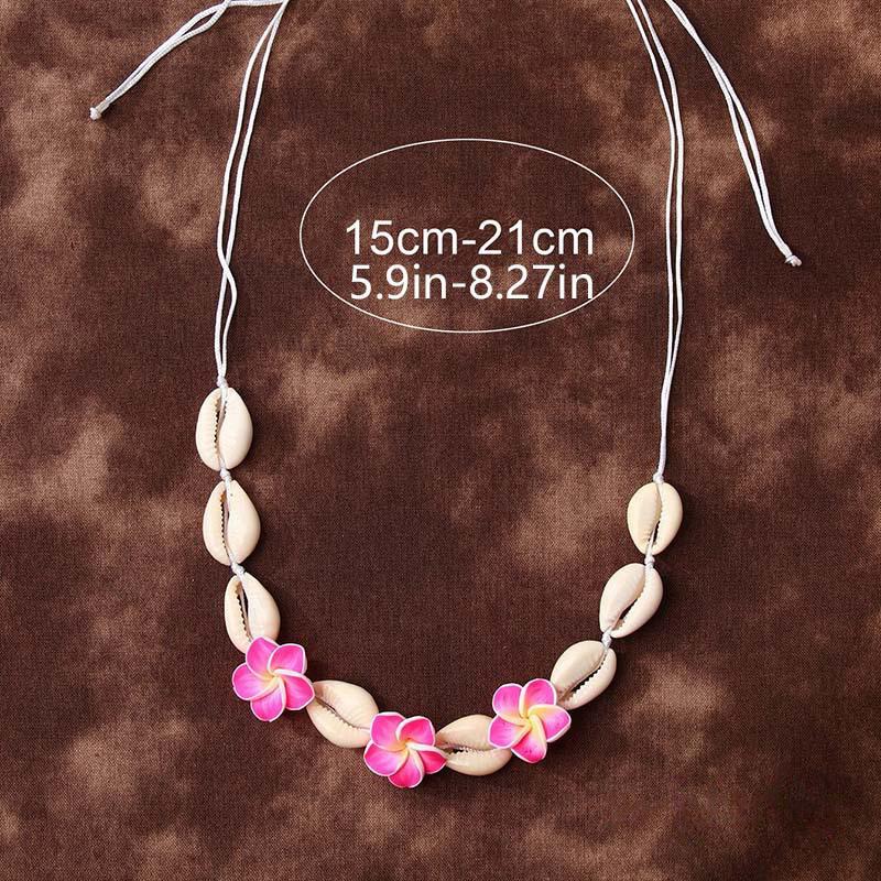 Bohemian Plumeria Flower Shell Hand-Woven Simple Pendant Necklace Egg Flower Collar Choker Beach Boho Summer Necklace Jewelry
