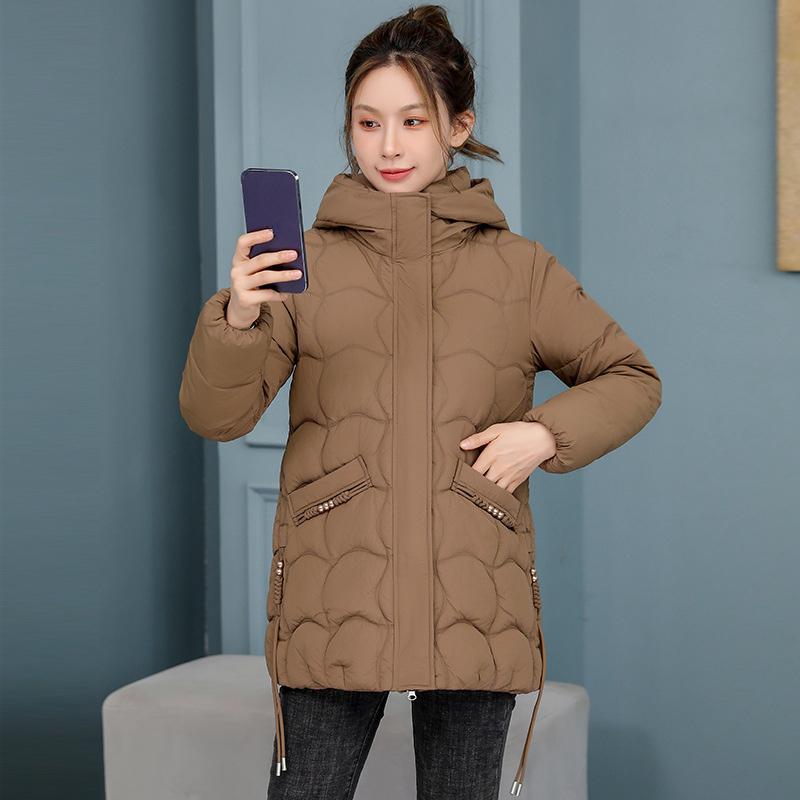 Женская зимняя куртка с хлопковой подкладкой, тонкое пальто с капюшоном, теплое стеганое хлопковое пальто