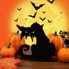 1 шт. деревянные украшения на Хэллоуин, центральная часть столешницы на Хэллоуин, ремесленный декор, декор с черной кошкой для дома, в помещении, праздника