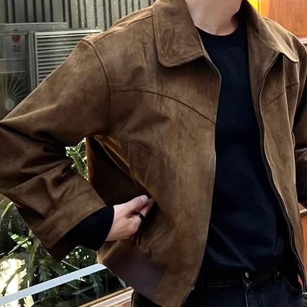 Maillard Wears American Retro Brown Coffee Suede Jacket Мужская винтажная короткая летная куртка весна-осень