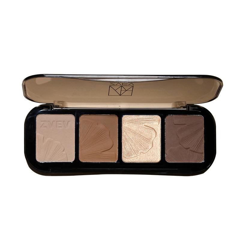4 Colors Contour Palette, Highlighter, Shimmer, Matte Bronzer, Nose Shadow, Face Shading Powder Makeup Palette