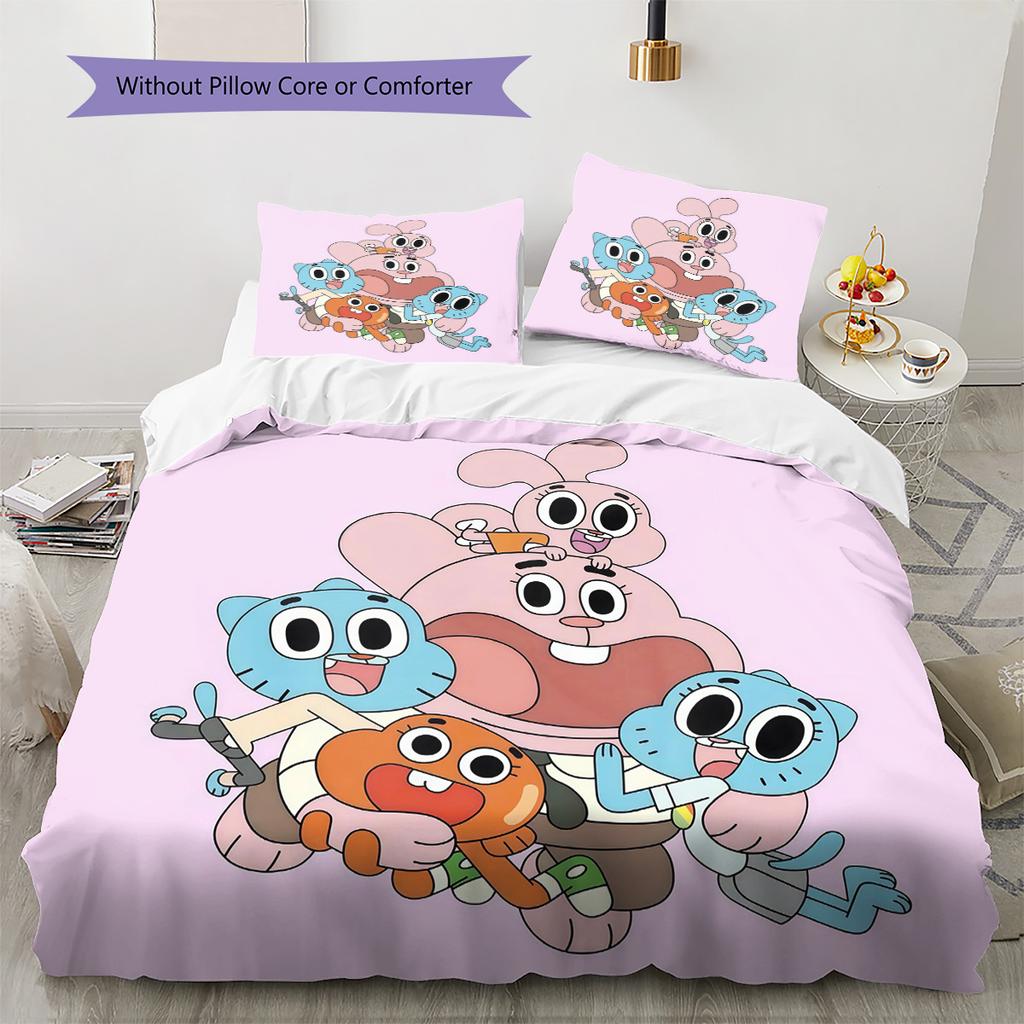 The Amazing World of Gumball Pattern Bedding Quilt Set Home Decoration Gift (1 * duvet cover + 2 * pillowcase without core)