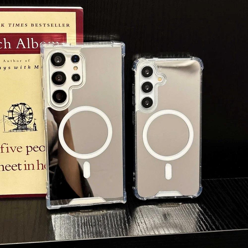 Mirror for Magsafe Case for Samsung Galaxy S25 Ultra S23 S22 Plus S24 FE A55 A35 A54 A16 A15 A36 A56 Make Up Slim Cover