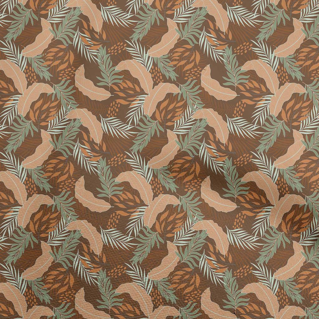 oneOone Cotton Flex Dark Green Fabric Tropical Leaf Sewing Material Print Fabric By The Yard 40 Inch