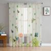Plants Flowers Butterflies Green Sheer Curtains for Living Room Decoration Window Curtains Kitchen Tulle Voile Organza Curtains