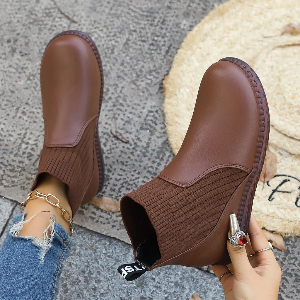 Повседневная обувь для женщин, нескользящие водонепроницаемые ботинки, женская мода, для работы на открытом воздухе, без застежек, черные, удобные, на платформе, большие размеры 40 41