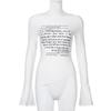 Spicy Girl Basic Knitted Slim Fit Round Neck Letter Printed Slit Long Sleeved T-shirt for Women