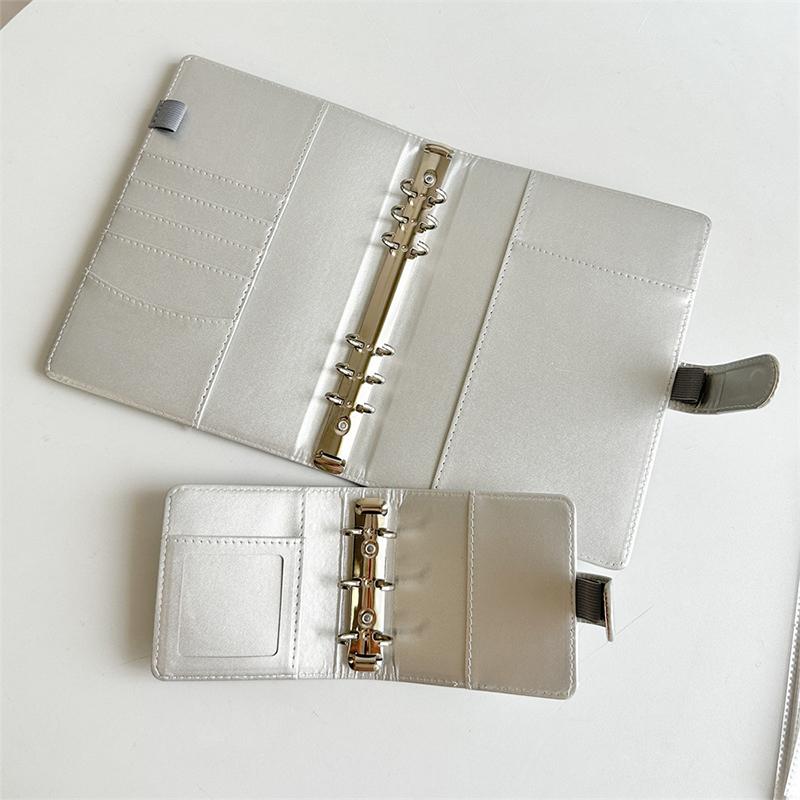 Формат A5 A8 Ins Silver Pu Магнитная пряжка Складные листы Сделай Сам Переплет Обложка для блокнота Ежедневник Планирование Бумажная обложка