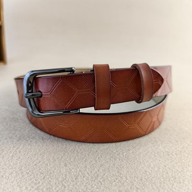 Leather Genuine Elegant Belt Women Alloy Pin Buckle Suitable Casual Outfits