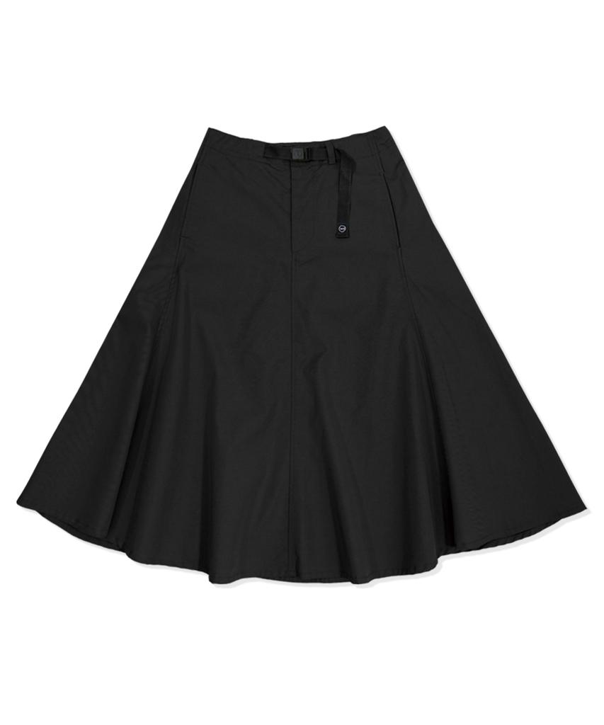 Midnight 12 Am Flare Belted Skirt - Black