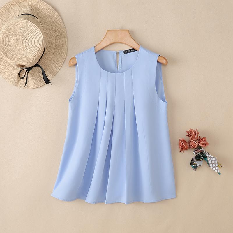 ZANZEA Женские повседневные летние майки без рукавов с круглым вырезом