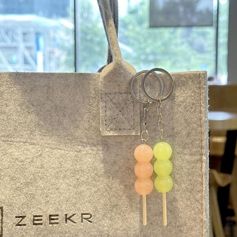 Светящиеся в темноте брелки для ключей Bing Tang Hu Lu с подвеской из смолы в виде еды, мини-брелки