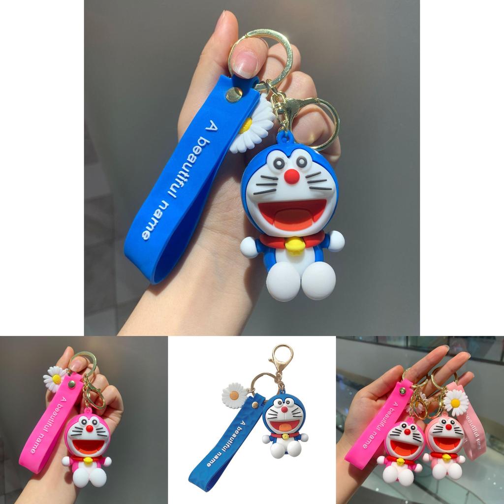 Cute Cartoon Doraemon Keychain Adorable Silicone Keyring For Couples And Students