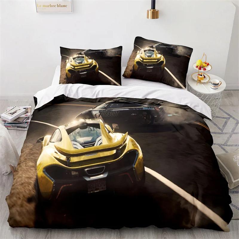 Sports Car King Queen Duvet Cover Cool Colorful Supercar Pattern Bedding Collection For Men Adult Race Car 23Pcs Polyester Quilt Cover