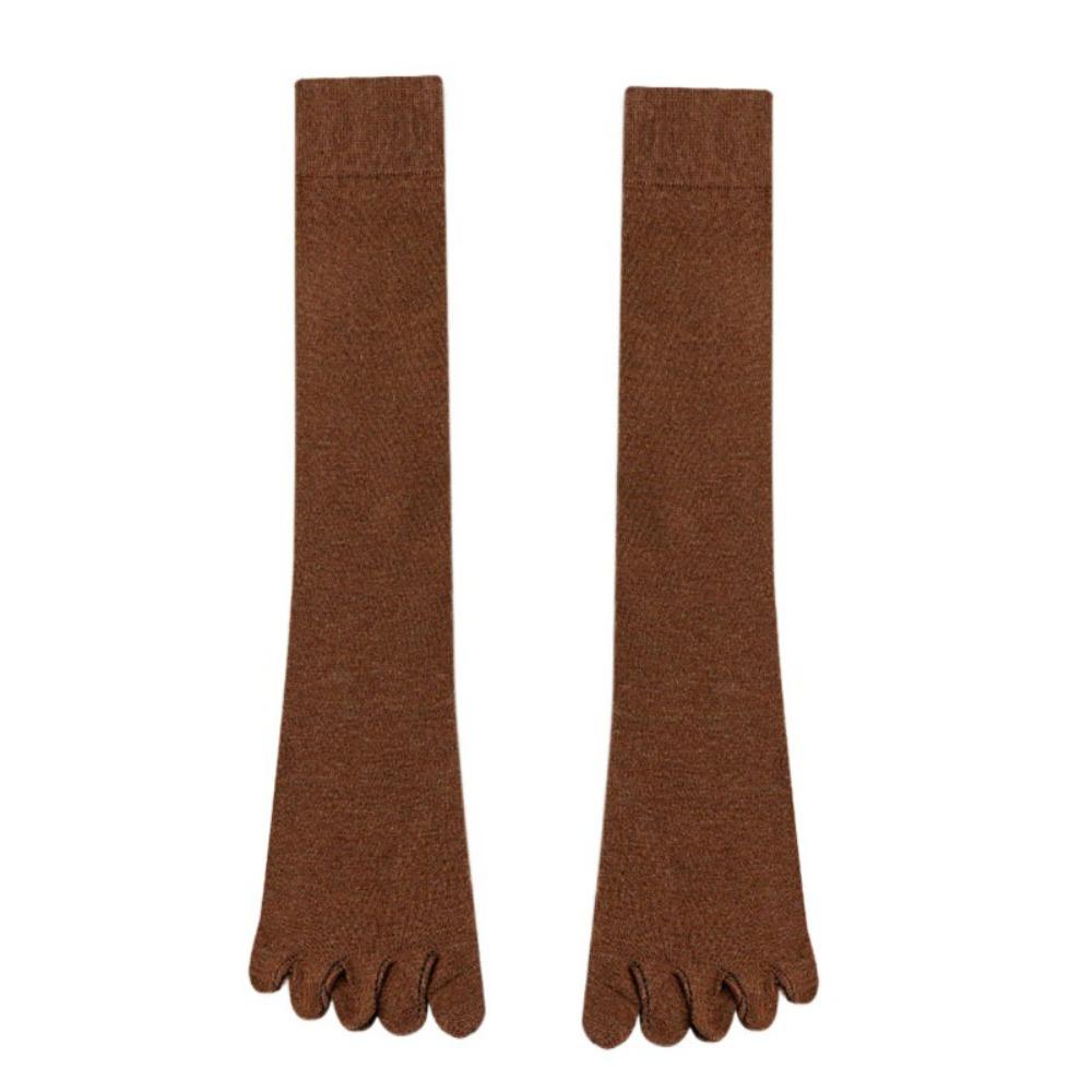 Solid Color Five Finger Long Socks Anti-slip Mid-tube Stocking Women Spring Summer