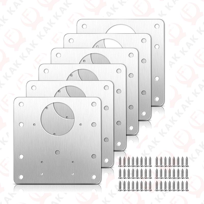 KAK 8pcs Hinge Repair Plate Brushed Stainless Steel Cabinet Hinge Fixing Plate Bracket Kit with Mounting Screws Door Hardware