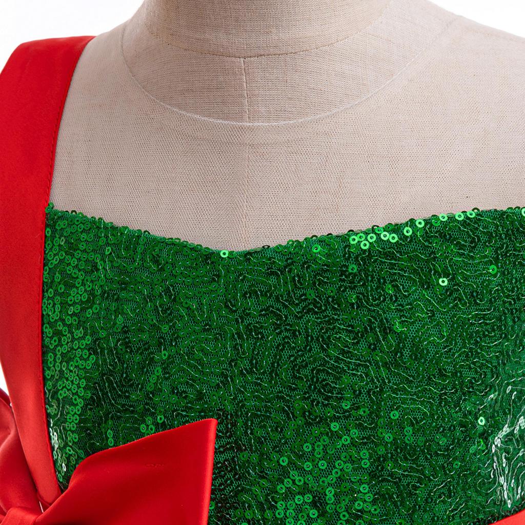 2pcs Girls Christmas Sequin Shining Party Dress Young Festival Carnival Clothes Girl Lace Birthday Time Dresses Kids New Costume