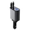 4 In 1 USB Car Fast Charger Telescopic Type C for Apple Cigarette Lighter Adapter Super Fast Charge Digital Display 86W PD QC3.0