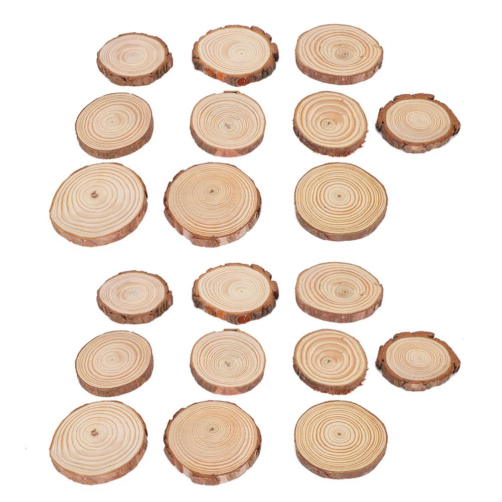 20pcs Pine Round Wood Slices DIY Wood Discs Crafts Home Decoration Photography Props