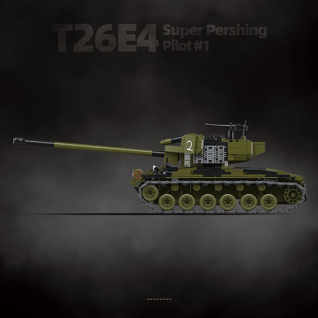 1322pcs Military Series Assembling Building Blocks American Tank T26E4 Heavy Patton Prototype Vehicle Children's Toy Gift