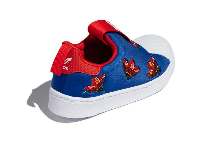 Adidas Originals SUPERSTAR 360 C Slip Resistant Low top Skateboard Shoes Blue Red White Children Aged 3 7 Years Old FY2510