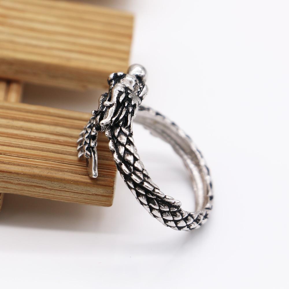 Domineering Personality Dragon Ring, Male And Female Couples Hipster Jewelry, Open Index Finger Ring, Retro Imitation Thai Silver Ring Jewelry