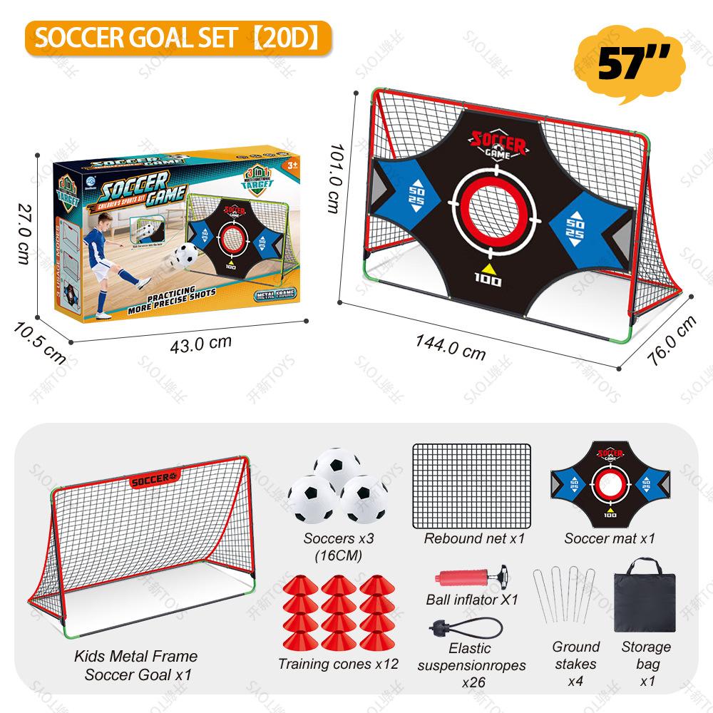 Kids Foldable Soccer Goal Set Portable Basketball Toy Indoor Outdoor Sports Gift Blue 2-in-1