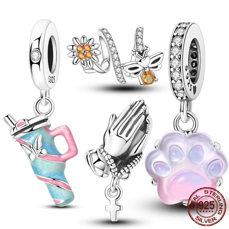 Новые медные бусины «Молящиеся руки» Подвеска для термокружки Подходит для оригинального браслета Женские украшения Подарок