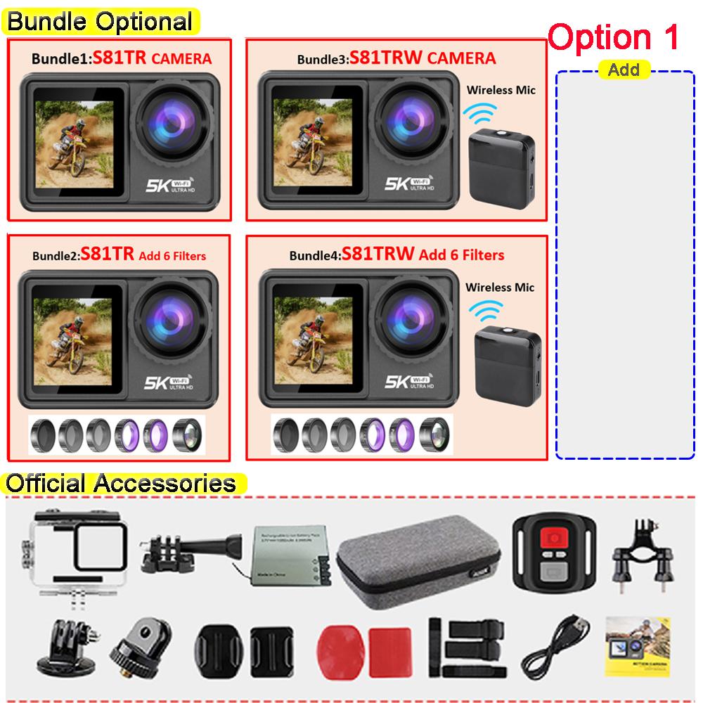 2-дюймовая IPS-камера с двумя экранами, видео 5K 30 кадров в секунду, 4K 60 кадров в секунду, 48 МП, EIS-видео, дополнительный фильтр, веб-камера 1080P, видеоблог, WiFi, спортивная камера
