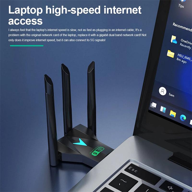 1300 Мбит/с USB Wifi адаптер двухдиапазонный 2.4G 5Ghz беспроводная сетевая карта Wi-Fi Dongle приемник сигнала для ПК Win7/10/11 драйвер бесплатно