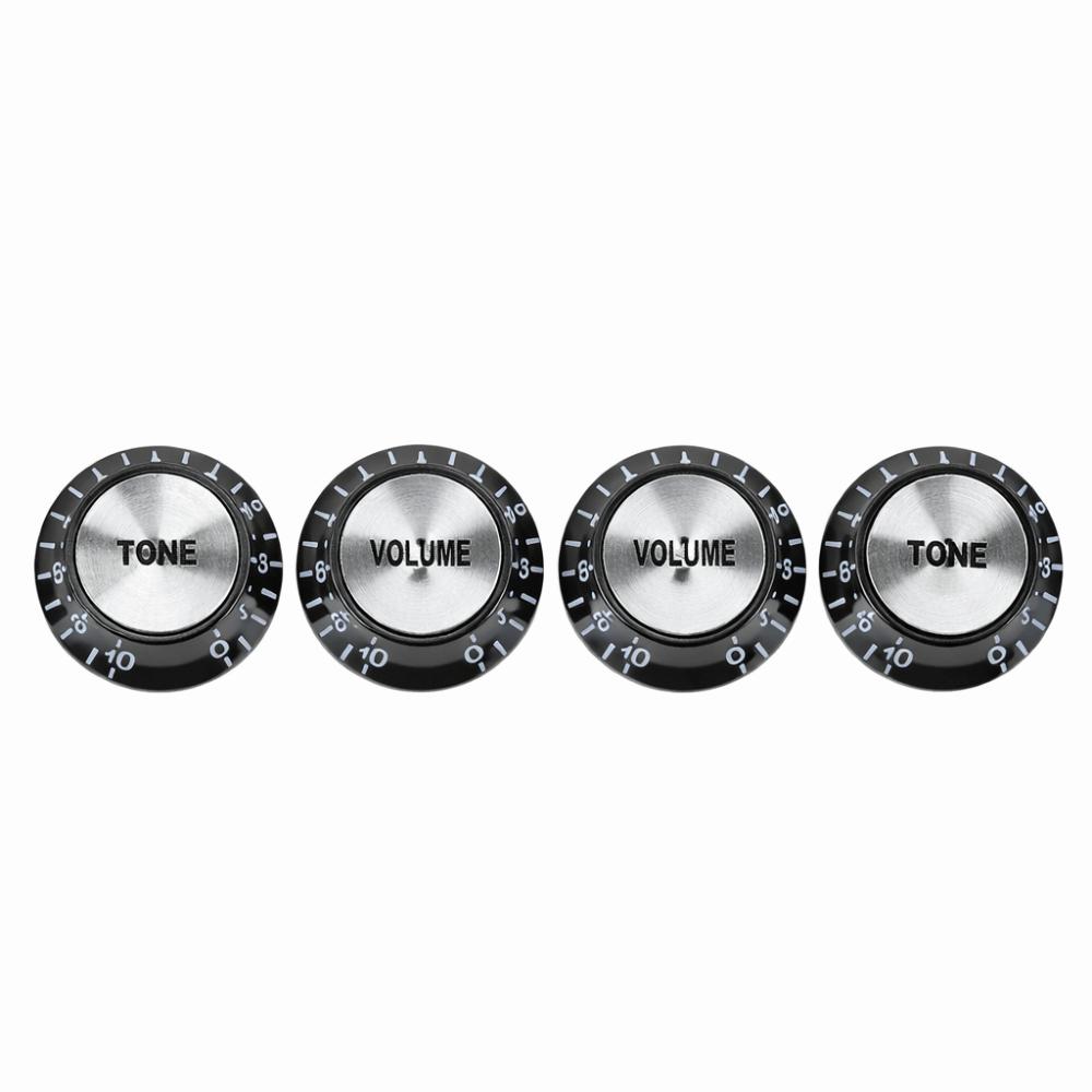 4Pcs Black Volume Control Knobs ABS And Aluminum Control Knobs Replacement Electric Guitars