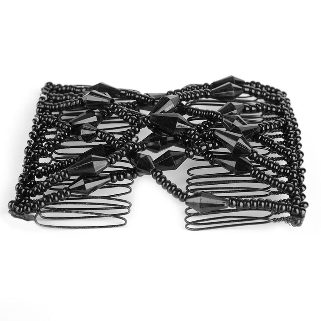 Женщины Девушка Волшебные Легкие Бусины Для Волос Слайд Эластичный Гребень Зажим Эластичная Шпилька Черный