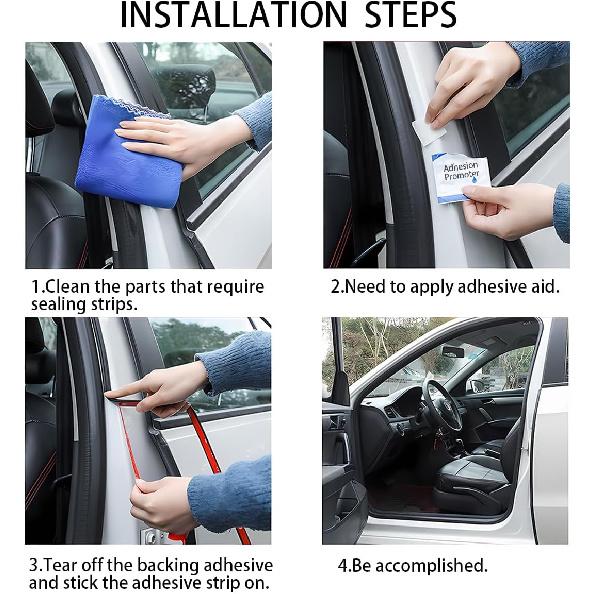 Car Door Seal Strip, 52.49Ft Rubber Double Layer Self Adhesive Automotive Weather Stripping For Windows Hood Trunk, Soundproofing Vehicle Sealing