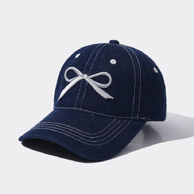 Trendy Womens Denim Baseball Hat With Feminine Bow For A Fresh Summer Fashion Statement