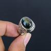 Мужское кольцо ручной работы с натуральным камнем лабрадоритом, винтажное, с филигранной шинкой, покрытие стерлинговым серебром 925 пробы, ретро, этнический стиль, ювелирное изделие
