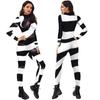 Women Stripe Carnival Party Fancy Bodysuit Jumpsuit Halloween Cosplay Costumes Dress Up Outfit Zentai Suit