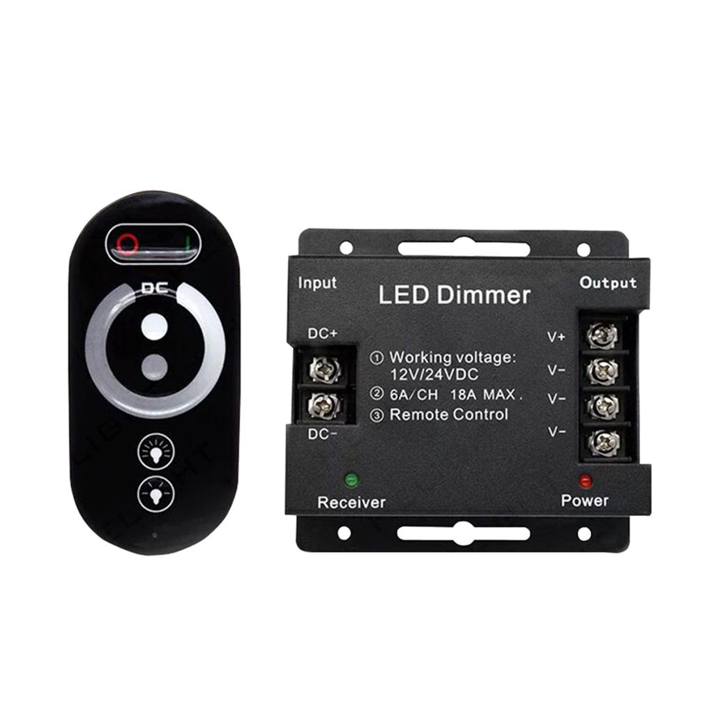 Dimmer Switch, DC 12V-24V 18A PWM LED Light Strip Dimmer with Dimmable Slide Remote Control, Adjust