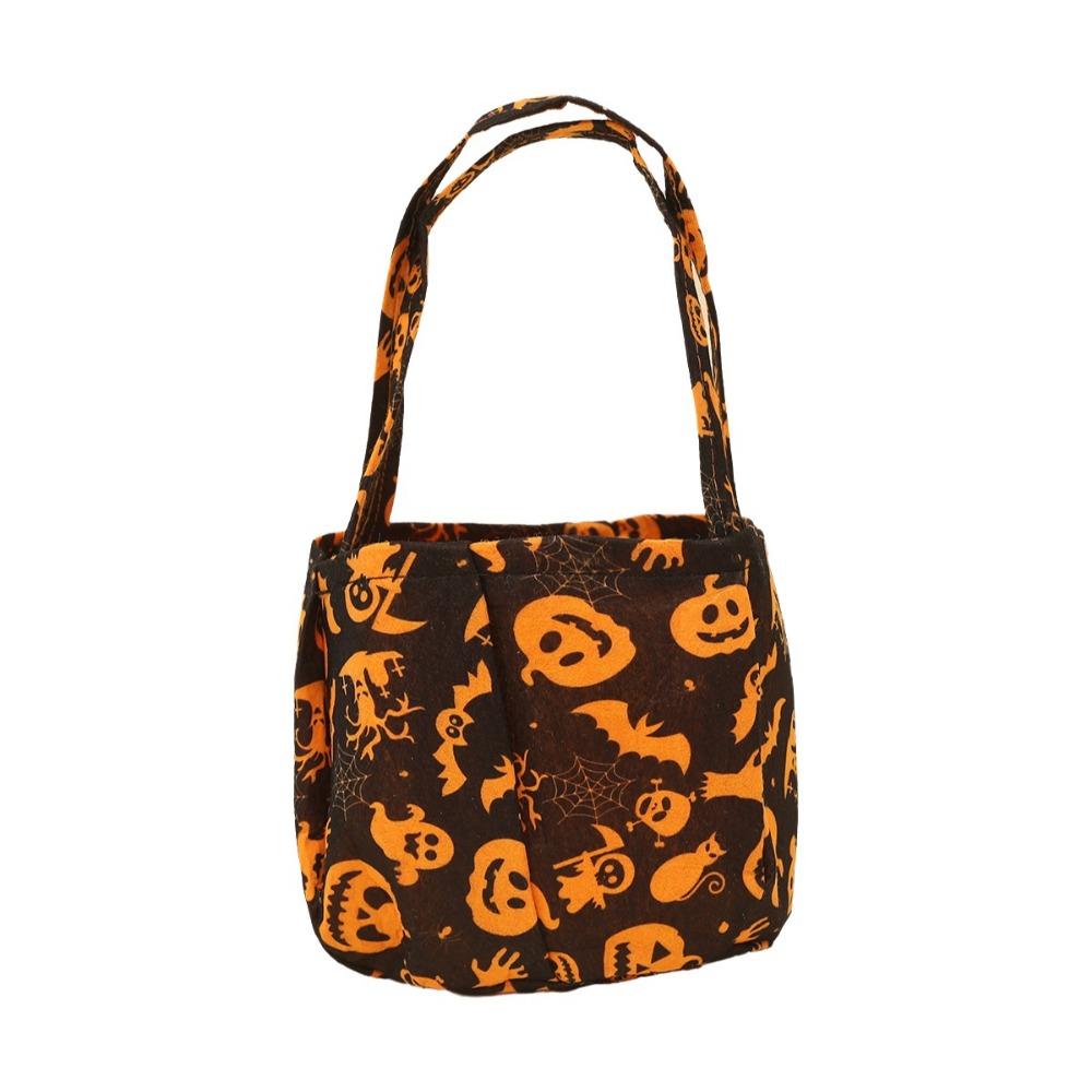 Portable Candy Bucket Non-Woven Pumpkin Candy Bucket Creative Trick-or-Treat Bag Trick or Treat