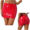 Women Sexy Skirts Glossy Patent Leather Miniskirt Solid Color Elastic Waistband Pencil Skirt Shiny Wet Look Latex Skirt Clubwear
