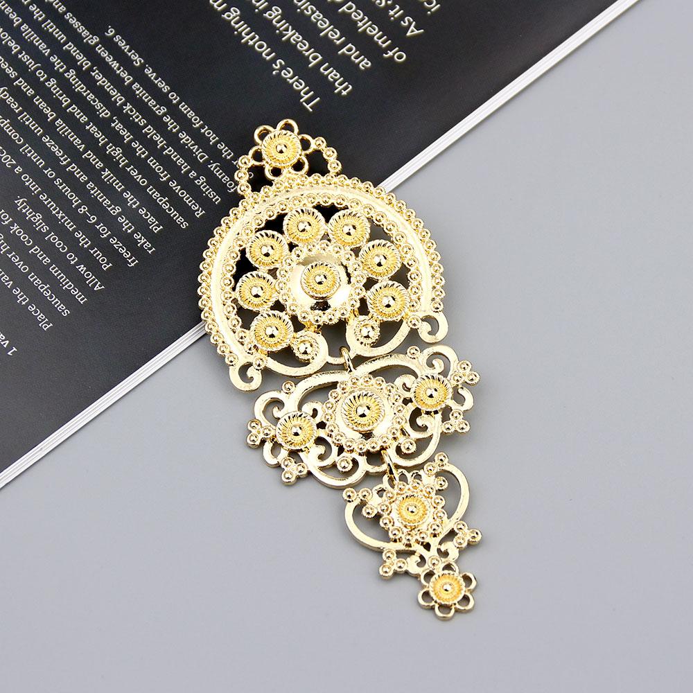 Bohemian Women's Brooch Vintage Flower Pendant Brooch Vintage Gold Color Bridal Jewelry Gift