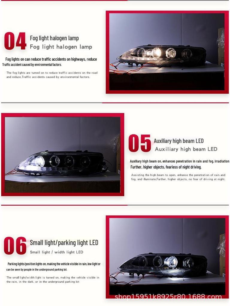 Mazda 6 Angel Eye LED Xenon Headlight Assembly with Daytime Running Lights