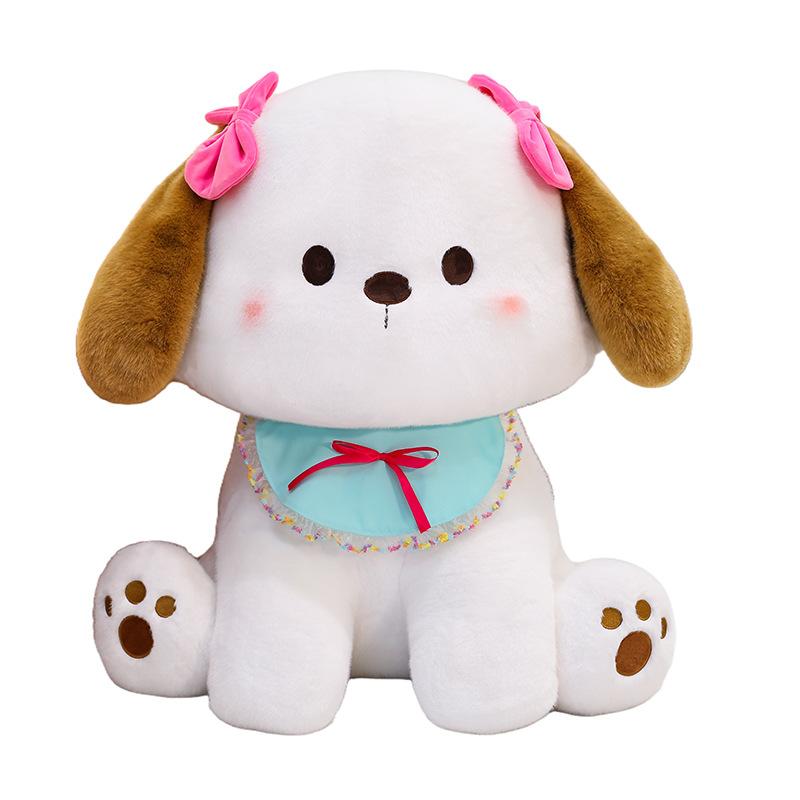 Cute puppy doll healing tie bow doll sleeping throw pillow bed plush toy birthday gift