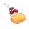 Mozambique Garnet, Citrine Gemstone 925 Sterling Silver Jewelry Pendant 2.17" AH-5241